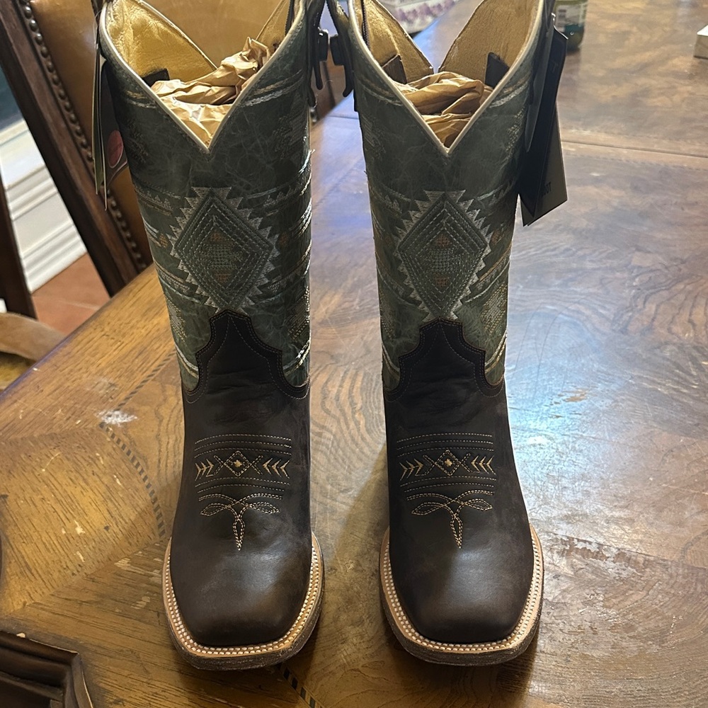 Roper Men's Western Boots - Dark Brown and Olive
